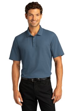 Port Authority ® SuperPro ™ React ™ Polo - REGATTA BLUE - S | Port Authority SuperPro React Polo Shirt in Regatta Blue Size Small | Polyester Blend Red Kap, Port Authority, Work Wear Women, Coat Pant, Mens Coats, Vest Jacket, Shirts Tops, Work Wear, Mens Jackets