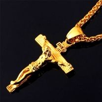 Stunning+Stainless+Steel+Crucifix+Jesus+Pendant+Gold+Necklace+Catholic+Blessing+Jewelry+Party+Occasion+Amazing Specifications Manual+Measurements+(approx) Chain：50cm Cross+Pendant：42mm*25mm Colour：Gold Material：Stainless+Steel/Alloy NOTE: Shipping+product's+size+and+color+as+picture+i... Jesus Cross Necklace, Men Necklaces, Cross Pendent, Men Chain, Jesus Piece, Crucifix Necklace, Faith Jewelry, Gifts Vintage, Jesus Cross