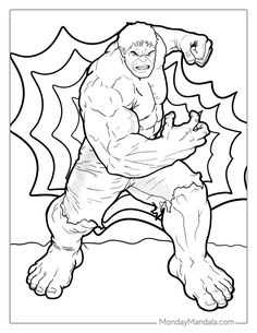 the incredible hulk coloring page for kids