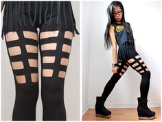 Ribcage Leggings XS S M L by lipglossandblack on Etsy, $70.00 Diy Emo Clothes, T Shirt Remake, Cut T Shirts, Leggings Diy, Diy Clothes Refashion, Clothes Diy