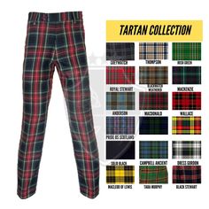 Men's Scottish Tartan Pants Traditional Outfit Trews Tartan Trousers Golf Pants Scotland Dress Pant For Wedding Available In 45+ Tartan Product Detail: Traditional tartan trews, perfect for any occasions like weddings, graduations or even everyday wear. A stylish alternative to a tartan kilt. Featuring a fly front with clip fastening and two front and one rear pockets with a secure button closure. These high waisted trews also have belt loops that will fit average sized belts. Available in popul Traditional Fitted Full-length Pants, Fitted Full-length Traditional Pants, Fitted Traditional Trousers, Scotland Dress, Wedding Golf, Tartan Trousers, Pants Custom, Scottish Man, Tartan Pants