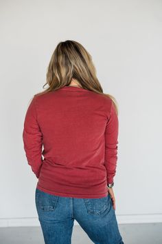 Bringing it back to this classic in this retro styled FarmHer Long Sleeve. We love the brick washed color on this one, with the bold white FarmHer ink. Unisex sizing. Retro Everyday Tops For Fall, Retro Everyday Fall Tops, Everyday Retro Fall Tops, Classic Washed Tops For Fall, Red Retro Relaxed Fit Tops, Classic Long Sleeve Pre-washed Tops, Classic Red Tops For Everyday, Classic Red Tops For Everyday Wear, Casual Red Distressed Tops