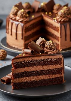 a slice of chocolate cake on a plate