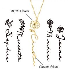 "❤ Custom Name Necklace with Birth Flower,Dainty Personalized Minimalist Jewelry,Pendant Necklace for Women,Christmas Bridesmaid Gift for Her Stainless Steel Name Necklace Personalized Letter Gold Silver Rose Gold Pendant ❤ Personalised Gift for mom gf bf couples Handwriting jewelry. Huge Discount. ✅ Please refer the images to choose the flower ✅ No compromise on quality. Each and every piece is handmade with Love and Care. You'll fall in love with this Dainty Script Necklace! Personalized name Elegant Customized Flower Pendant Necklace, Elegant Customizable Flower Necklace, Elegant Customizable Flower Shaped Necklace, Customized Gold Flower Necklace, Christmas Bridesmaids, Script Necklace, Handwriting Jewelry, Name Necklaces, Flower Names