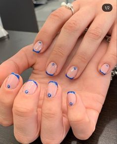 Cute Short Gel Nails Evil Eye, Short Evil Eye Nails, Evil Eye Nails Short, Gigi Nails, Summer Nails Art, Evil Eye Nails, April Nails, Mens Nails, Art Designs Ideas