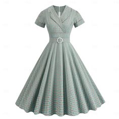 Hemline / Train:Midi; Season:Spring  Summer; Sleeve Length:Short Sleeve; Look After Me:Washable,Wet and Dry,Machine wash; Gender:Women's; What's in the box:Dress; Types:Flare Dress,Swing Dress,Dress; Holiday:Masquerade; Style:Retro Vintage,A-line,Rockabilly,1950s; Occasion:Date,Masquerade; Material:Cotton; Age Group:Adults'; Characters:Audrey Hepburn; Pattern:Plaid Checkered; Listing Date:02/23/2024 Rock And Roll Dresses, Dress Types, 1950s Rockabilly, Box Dress, Women Dresses Casual Summer, 1950’s Fashion, Date Dress, Womens Cosplay, Audrey Dress