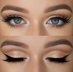 Beautiful shimmery bronze/light gold look House Of Lashes, Beauty Brushes, Top Makeup Products, Eye Makeup Tips, Day Makeup