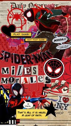 a collage of spider - man and other comic related items