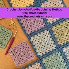 crochet join - as - you - go joining method free photo pattern