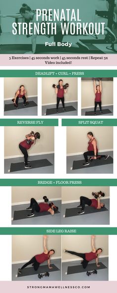 an image of a woman doing the strength workout for her chest and back, with instructions to