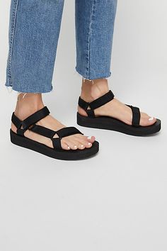 Designed for ultimate comfort, this much-loved sandal by Teva features simple fabric straps.* Hook-and-loop closures* Rubber sole Teva Midform Sandals Outfit, Teva Sandals Outfit Summer, Teva Midform Sandals, Teva Sandals Outfit, Black Teva, Teva Sandal, Best Nursing Shoes, Sandals Outfit Summer, Teva Midform