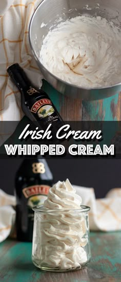 irish cream whipped cream in a metal bowl