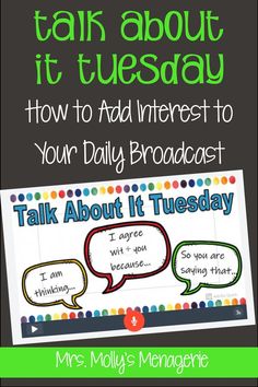 a poster with the words talk about it tuesday and two speech bubbles