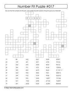 a crossword puzzle is shown with the numbers in each column and one missing piece