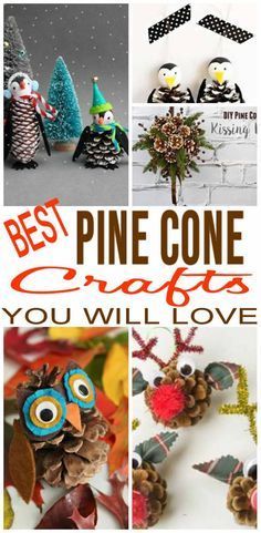 pine cone crafts for kids to make with pine cones, pine cones and other decorations