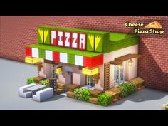 an image of a small pizza shop in minecraft