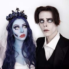 two people dressed up as corpse bride and groom