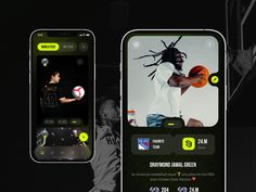 three smartphones displaying different sports games on their screens, one is playing basketball and the other is watching soccer