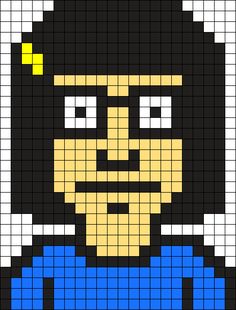 an image of a pixellated avatar in blue and yellow