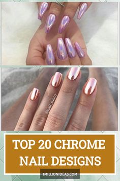 TOP 20 CHROME NAIL DESIGNS Chrome Nail Colors, Black Chrome Nails, Chrome Nail Designs, Ombre Chrome Nails, Chrome Nail Polish, Pink Chrome Nails, Chrome Nail Art, Chrome Nails Designs, Mirror Nails