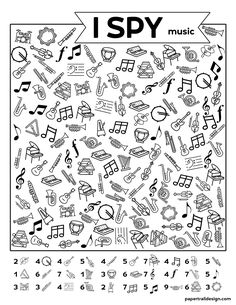 i spy music activity sheet with musical symbols