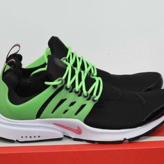 Nike Air Presto Shoes Green Strike Black White Dj5143-001 New With Box Black Lace-up Sneakers For Light Sports, Black Lace-up Custom Sneakers, Black Custom Lace-up Sneakers With Rubber Sole, Black Lace-up Custom Sneakers With Rubber Sole, Nike Ankle-high Sneakers With Rubber Sole, Modern Black Custom Sneakers With Laces, Green Ankle-high Sneakers For Sports, Black Custom Sneakers With Contrast Sole And Lace-up Design, Sports Ankle-high Sneakers With Contrast Sole