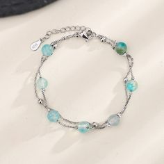 Color: Water Grass Blue Agate Double-Layer Bracelet Fashion Element: Green Agate Style: New Chinese Style Water Grass, Color Water, New Chinese Style, Bracelet Fashion, Green Agate, New Chinese, Layered Bracelets, Blue Agate, Watch Necklace