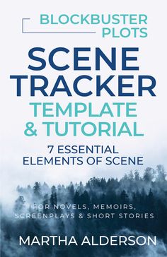 a book cover with the title scene trackerr and templates for an upcoming novel