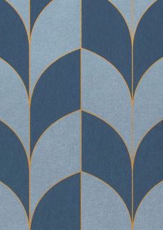 an abstract blue and gold wallpaper with wavy lines