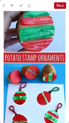 this is an easy to make potato stamp ornament craft for kids