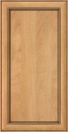 an unfinished cabinet door with woodgrain on the front and side paneling,