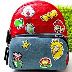 Super Mario Bros Mini Faux Leather Backpack Purse Red Blue Princess Peach | eBay Cute Leather Backpack, Cute Pink Leather Bag, Cute Leather Backpack With Adjustable Strap, Trendy Shoulder Bag Backpack For Gift, Trendy Shoulder Backpack For Gift, Novelty Red Travel Bag, Novelty School Bag With Zipper Closure, Stylish School Bags With Zipper Closure, Fun Red Bags For Back To School