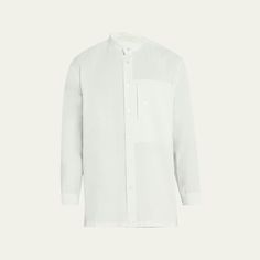 Homme Plisse Issey Miyake shirt made from soft, wrinkle-resistant fabric Stand collar Button placket Chest welt pocket Long sleeves with buttoned cuffs Boxy fit Folded back panel Polyester/ramie Imported Homme Plisse Issey Miyake, Fabric Stand, Boxy Shirt, Issey Miyake Men, Issey Miyake, Bergdorf Goodman, Button Placket, Welt Pocket, Stand Collar