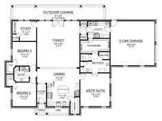 the first floor plan for a home with three bedroom and two bathroom areas, including an attached