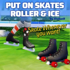 two roller skates are shown with the caption state whenever you want to ride them