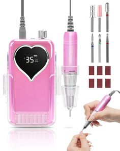 PRICES MAY VARY. 💅🏻【High Speed up to 35000RPM】- FTOYIN Professional Nail drill machine is equipped with high quality bearings, 0-35000RPM with a speed control button, switch forward and reverse rotating suitable for left-handed and right-handed people. This electric nail drill is great for beginners and professionals.The design of the rotary button makes it more flexible to adjust the nail grinder speed during manicure, making your manicure more efficient and perfect. 💅🏻【Rechargeable With 25 Nail Things To Buy, Nail Stuff Products, Pedicure Shape, Acrylic Gel Nails, Disney Acrylic Nails, Hairdressing Training, Business Nails, Nail Business, Electric Nail Drill