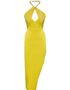 The eye-catching lime shade of Nana Gotti's Maya Dress is such a fresh choice for summer. Made from vibrant chartreuse lime double crepe, it has a skin-baring cut-out at the center of the bust. The dramatic split reveals a flash of leg with every step. chain-detail halterneck lime double crepe midi-dress concealed zip along back The model is 175cm, Body Size: 83/65/89, and is wearing a size Small FabricLime double Crepe (95% Polyester 5%Lycra) Inner- lining: Chiffon (100% Polyester) SIZE SHOULDE Step Chain, Maya Dress, Body Size, Xl Dress, Cut Out, Split, Flash, Chiffon, Midi Dress