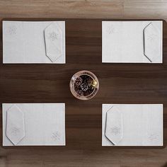 a table with place mats and napkins on it