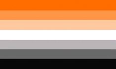 image description: a flag with seven stripes. From top to bottom they are: bright orange, orange, pale orange, white, grey, dark grey, black Every Month, Color Pallets, Fox