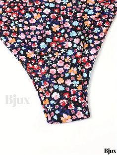 Bjux - Womens Ditsy Floral Print Ruffle Tie Back 2 Piece Bikini Set - Stylish V Neck Stretchy Triangle Swimsuits for Beach and Pool, with Versatile Swimwear and Clothing Options Multicolor Floral Print Bottoms For Sunbathing, Multicolor Floral Print Stretch Swimwear, Multicolor Brief Summer Swimwear, Multicolor Floral Print Swimwear For Parties, Triangle Swimsuits, Triangle Swimsuit, Ditsy Floral Print, Cleaning Materials, Ditsy Floral