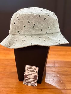 FLORAL EYELET CC BUCKET HAT Eyelet Lace Pattern, Eyelet Lace, Lace Pattern, Sage Green, Bucket Hat, Hot Pink, Lace, Hats, Green