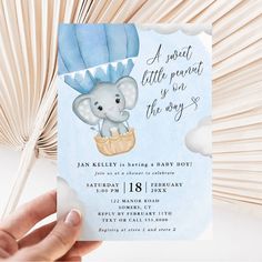 Little Peanut Blue Elephant Baby Shower Invitation Blue Elephant Baby Shower Ideas, Elephant Theme Baby Shower Boy, Baby Elephant Baby Shower Ideas, Elephant Baby Shower Theme Boy, Christening Decor, Blue Elephant Baby Shower, Peanut Baby Shower, Blue Baby Shower Invitations, Elephant Baby Shower Theme