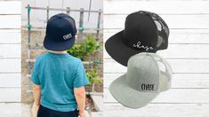 Customized Name Snapback Infant/Toddler/Kids Trucker Hat Materials: Polyester, Vinyl (color: white) Size and Fit: *Kid/Toddler (50-55 cm), Recommended for age 24 months - 8 years *Baby (45-50 cm), Recommended for age 0 - 24 months The boy in the profile picture is 3.5 years (he is big for his age), and wears the kid/toddler size Sizing is based on average head circumference for age groups. We recommend that you measure your child's head size to ensure the right fit This hat is a snapback trucker Toddler Hat, Hat Baby, The Kid, Toddler Kids, Snap Backs, The Boy, Vinyl Colors, Baby Size, Vinyl Designs