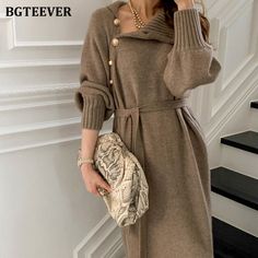 Brand Name: BGTEEVERSilhouette: StraightOrigin: CN(Origin)Season: WinterNeckline: TurtleneckSleeve Style: RegularDecoration: ButtonStyle: CasualDresses Length: Mid-CalfMaterial: AcrylicMaterial: Knitting CottonAge: Ages 18-35 Years OldModel Number: BY3139Sleeve Length(cm): FullGender: WOMENWaistline: empirePattern Type: Solidseason: winteritem type: women sweaters dressitem: women knitted dresssize: one size Sweater Dress Long, Winter Turtleneck, Long Sweater Dress, Sweater Dress Women, Loose Outfit, Turtle Neck Dress, Knit Sweater Dress, Mid Length Dresses, Belleza Natural