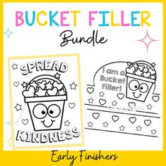 the bucket filler bundle includes two coloring pages