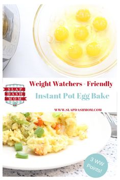 an egg bake is shown with the words weight watchers - friendly