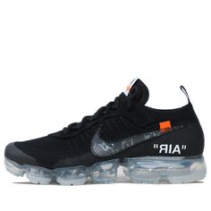 Released in 2018, Nike Air Vapormax has dialed up the sneaker game to another level. The pair replaced the midsole with an Air unit and pod combo, offering you the lightest and most responsive cushioning.\n Designer Nike Black Sneakers, Black Sporty Sneakers With Logo Detail, Black Casual Sneakers With Logo Detail, Nike Off White, Vapormax Flyknit, Marathon Running Shoes, Nike Flyknit, Air Vapormax, Sneaker Games