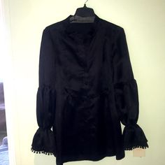 Excellent Condition Worn Once Loos In Back Missing Ribbon. See Photo To See Loops. Women's Style, Top Blouse, Womens Tops, Silk, Women Shopping, Black, Color