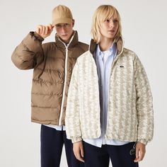 Alternate between a classic look and a monogram design with this Lacoste down jacket. It is reversible to upgrade your style. Beige Outfit Men, Lacoste Jacket, Water Repellent Jacket, Jacket Beige, Beige Outfit, Reversible Jacket, Men's Jackets, Lacoste Men, Monogram Design