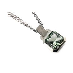 10 x 10mm radiant cut green amethyst bezel set in palladium with a movable rectangular bail, on a double strand palladium or 14k white gold chain. Amethyst Set, Lavender Amethyst, Industrial Jewelry, Chain Loop, Radiant Cut, Green Amethyst, Bridal Designs, Rock Crystal, Modern Jewelry